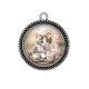Pendentif Cabochon Argent - chaton fleur 