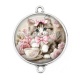 Connecteur Cabochon Argent - chat 