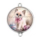 Connecteur Cabochon Argent - chaton