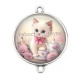 Connecteur Cabochon Argent - chaton