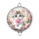 Connecteur Cabochon Argent - chaton