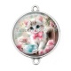 Connecteur Cabochon Argent - chaton