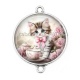 Connecteur Cabochon Argent - chaton