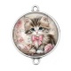 Connecteur Cabochon Argent - chaton