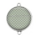 Connecteur Cabochon Argent - pois blanc fond kaki