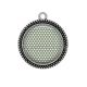 Pendentif Cabochon Argent - pois blanc fond kaki