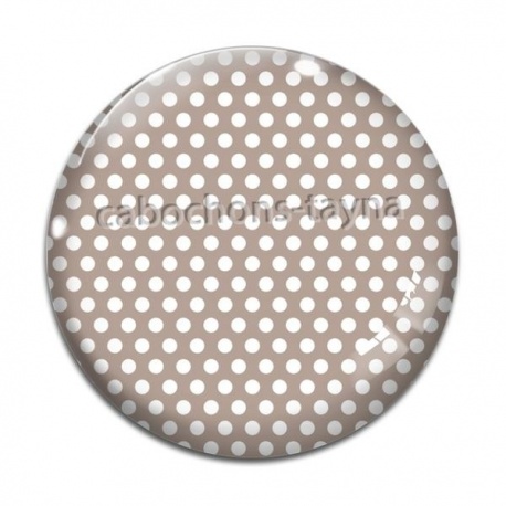 Cabochon Verre - pois blanc fond beige