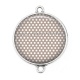 Connecteur Cabochon Argent - pois blanc fond beige