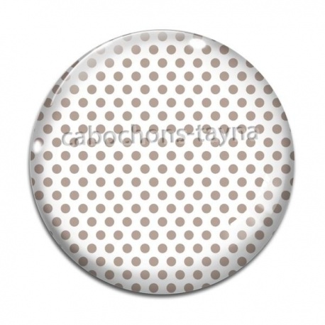 Cabochon Verre - pois beige fond blanc