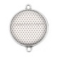 Connecteur Cabochon Argent - pois beige fond blanc