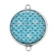 Connecteur Cabochon Argent - pois bleu