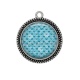 Pendentif Cabochon Argent - pois bleu
