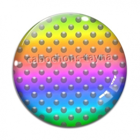 Cabochon Verre - pois multicolore