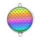 Connecteur Cabochon Argent - pois multicolore