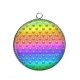 Pendentif Cabochon Argent - pois multicolore