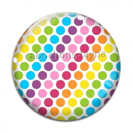 Cabochon Verre - pois multicolore