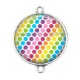 Connecteur Cabochon Argent - pois multicolore