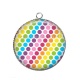 Pendentif Cabochon Argent - pois multicolore