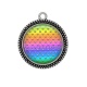Pendentif Cabochon Argent - pois multicolore