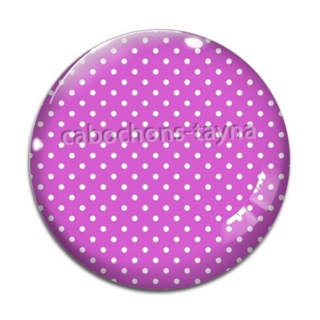 Cabochon Verre - pois blanc fond fuchsia