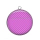 Pendentif Cabochon Argent - pois blanc fond fuchsia
