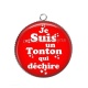 Pendentif Cabochon Argent - je suis un tonton qui déchire