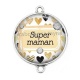 Connecteur Cabochon Argent - super maman