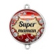 Connecteur Cabochon Argent - super maman