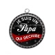 Pendentif Cabochon Argent - je suis un papa qui déchire