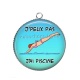 Pendentif Cabochon Argent -  j'peux pas j'ai piscine