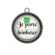 Pendentif Cabochon Argent - je porte bonheur