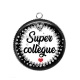 Pendentif Cabochon Argent - super collègue