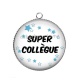 Pendentif Cabochon Argent - super collègue