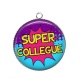 Pendentif Cabochon Argent - super collègue