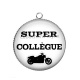 Pendentif Cabochon Argent - super collègue