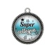 Pendentif Cabochon Argent -  super collègue