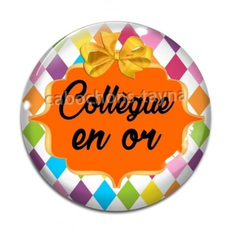 Cabochon Verre - collègue en or