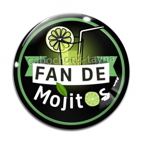 Cabochon Verre - fan de mojitos