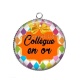 Pendentif Cabochon Argent - collègue en or