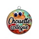 Pendentif Cabochon Argent - chouette collègue