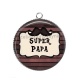 Pendentif Cabochon Argent - super papa