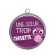 Pendentif Cabochon Argent - une soeur trop chouette