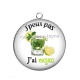 Pendentif Cabochon Argent - j'peux pas j'ai mojito