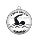 Pendentif Cabochon Argent - j'peux pas j'ai natation