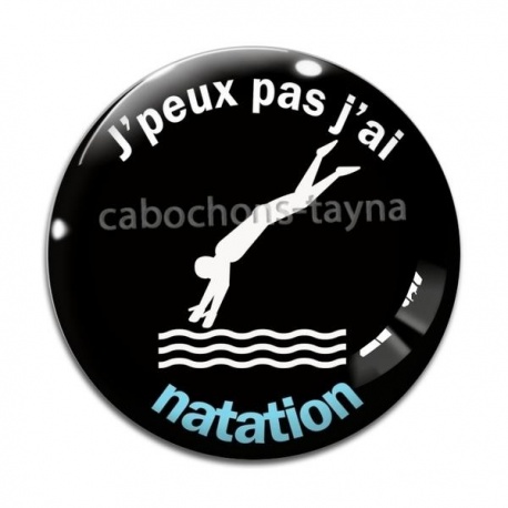 Cabochon Verre - j'peux pas j'ai natation