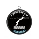Pendentif Cabochon Argent - j'peux pas j'ai natation