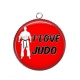 Pendentif Cabochon Argent - I love judo