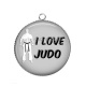 Pendentif Cabochon Argent - i love judo