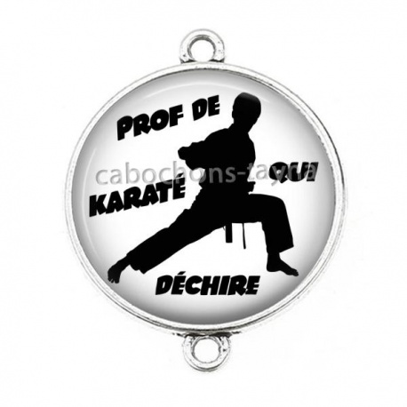 Connecteur Cabochon Argent - prof de karaté qui déchire