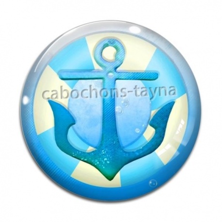 Cabochon Verre - ancre de mer
